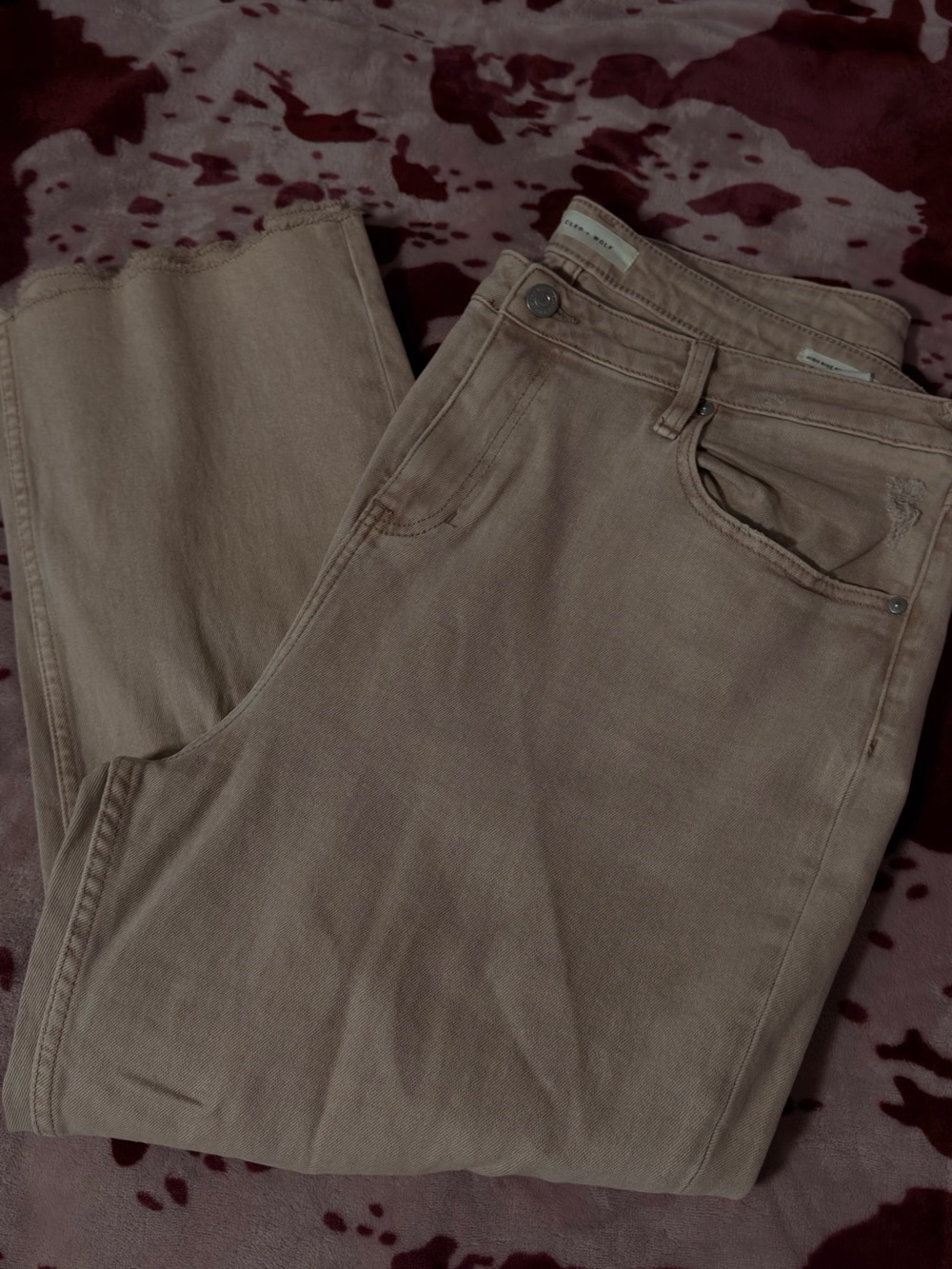 Cleo + Wolf Pink High Rise Straight Jeans